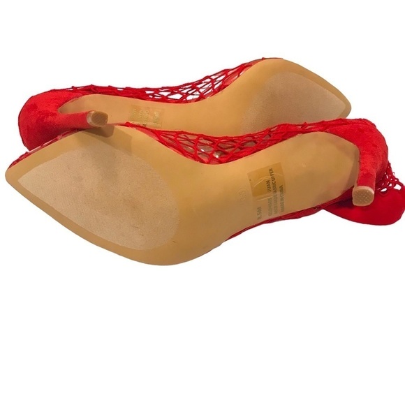 Fishnet Red Cape Robin Sling Back Clear Pointy Toe Stiletto Heel Darling… - Picture 7 of 9